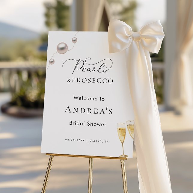 Pearls & Prosecco Bridal Shower Welcome Sign (Creator Uploaded)