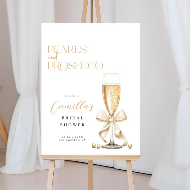 Pearls & Prosecco Bridal Shower Welcome Sign | Zazzle