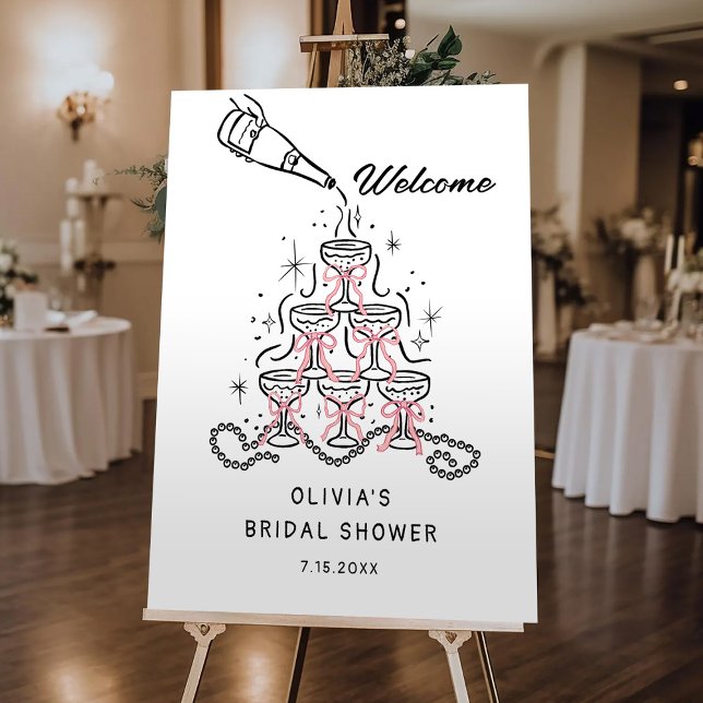 Pearls & Prosecco Bridal Shower Welcome Sign (Creator Uploaded)
