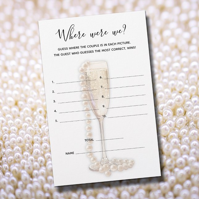 Pearls & Prosecco Bridal Shower Where Were We Game (Pearls & Prosecco Where Were They Game, 5.5" x 8.5" light weight sheets)