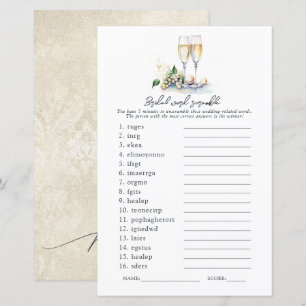 Pearls & Prosecco Bridal Shower Word Scramble Game