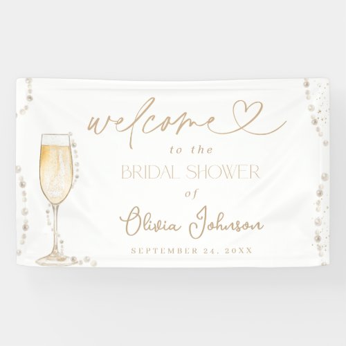 Pearls  Prosecco Bridal Welcome Sign Banner