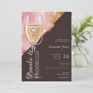 Pearls & Prosecco Brunch and Bubbly Bridal Shower  Invitation