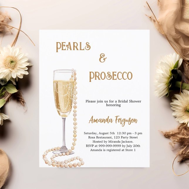 Pearls Prosecco bubbly Bridal Shower invitation (Creator Uploaded)