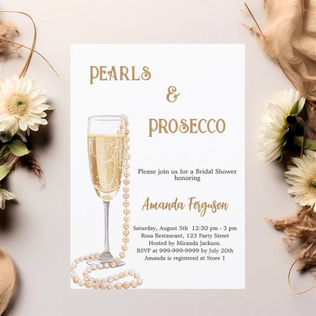 Pearls Prosecco bubbly Bridal Shower Invitation (Creator Uploaded)