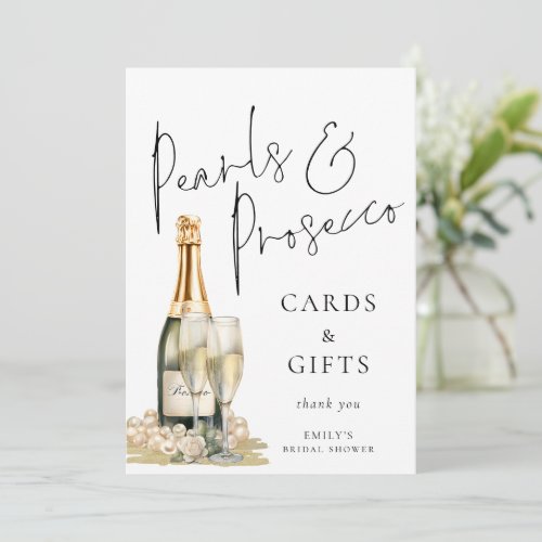 Pearls Prosecco Cards Gifts Sign Bridal Shower