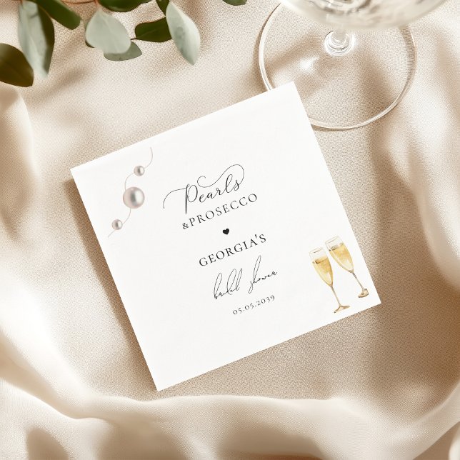 Pearls Prosecco Champagne Elegant Bridal Shower   Napkins (Creator Uploaded)