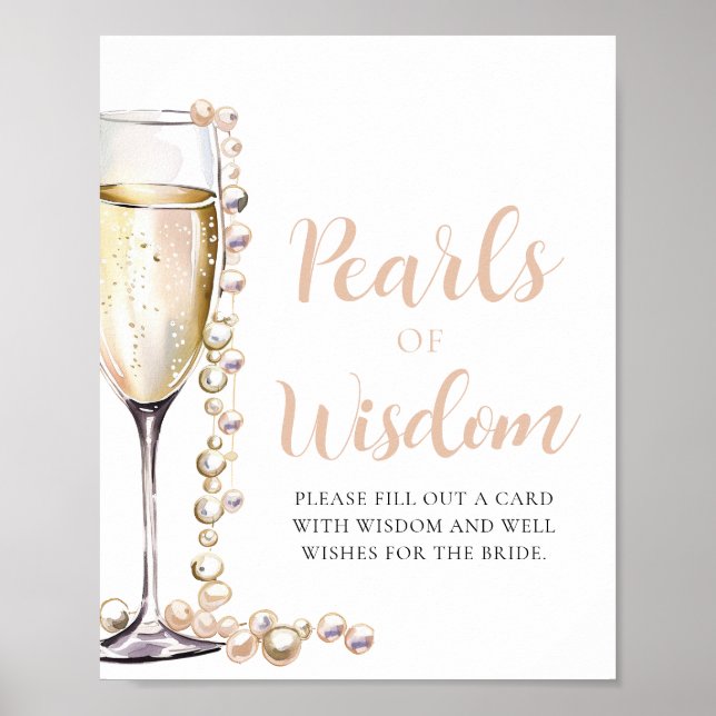 Pearls & Prosecco Champagne Pearls of Wisdom Sign (Front)