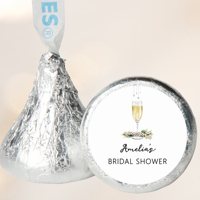 Pearls & Prosecco Chic Greenery Bridal Shower Hershey®'s Kisses® (Creator Uploaded)