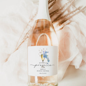 Pearls & Prosecco Dusty Blue Bridal Shower Favor Sparkling Wine Label