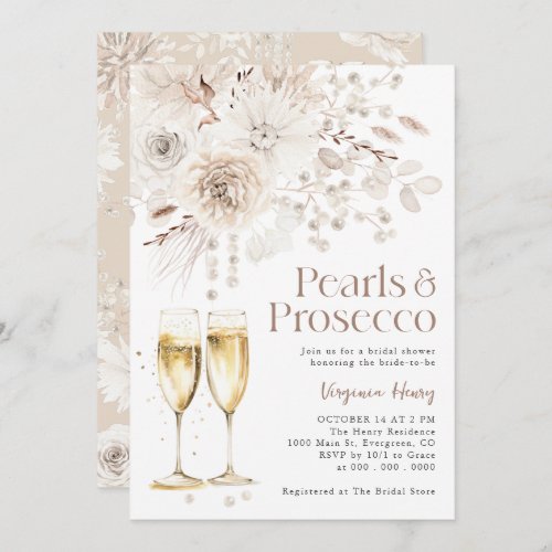 Pearls Prosecco Elegant Bridal Invitation
