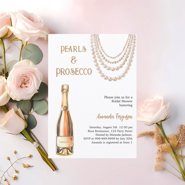 Pearls Prosecco elegant Bridal Shower Invitation (Creator Uploaded)