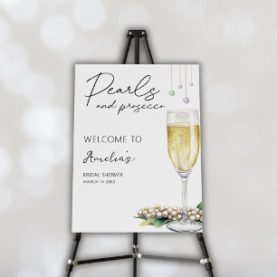 Pearls & Prosecco Elegant Bridal Shower Party Sign