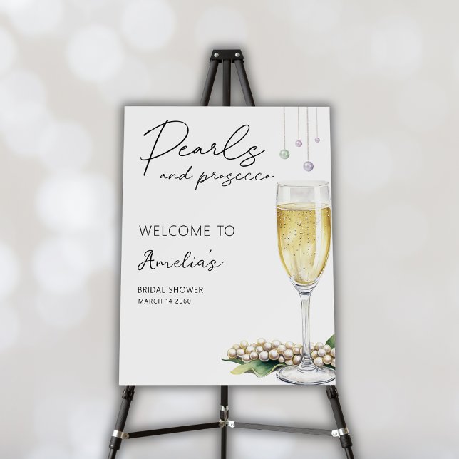 Pearls & Prosecco Elegant Bridal Shower Party Sign (Creator Uploaded)
