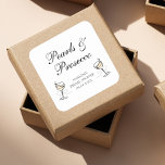 Pearls & Prosecco Elegant Bridal Shower Square Sticker<br><div class="desc">Pearls and Prosecco bridal shower stickers. Personalize your bridal party favors with these stickers. This elegant and chic design features a calligraphy script text,  hand-drawn champagne glass and a pearl string,  creating a luxurious and sophisticated aesthetic. Elevate your bridal shower with this exquisite design!</div>