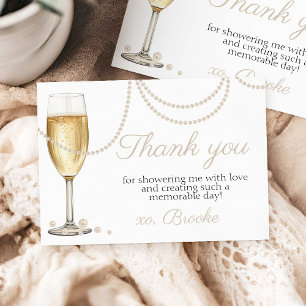 Pearls Prosecco elegant Bridal Shower thank you Card