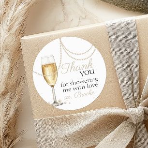 Pearls Prosecco elegant Bridal Shower thank you Classic Round Sticker