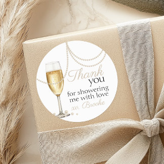 Pearls Prosecco elegant Bridal Shower thank you Classic Round Sticker