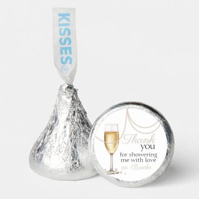 Pearls Prosecco elegant Bridal Shower thank you Hershey®'s Kisses® (Front)