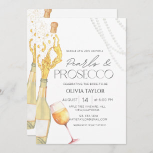 Pearls & Prosecco Elegant Champagne Bridal Shower Invitation