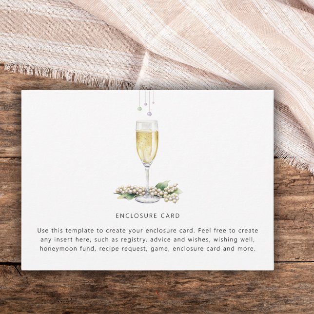 Pearls & Prosecco Elegant Greenery Bridal Shower Enclosure Card (Creator Uploaded)