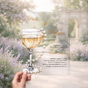 Pearls Prosecco elegant luxury Bridal Shower Acrylic Invitations