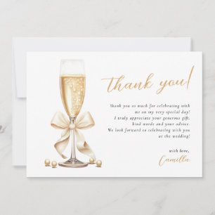 Pearls & Prosecco Gold Bridal Shower Thank You Card