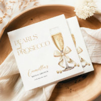 Pearls & Prosecco Gold Minimal Bridal Shower Napkins