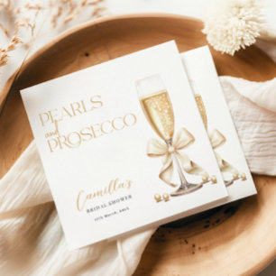 Pearls & Prosecco Gold Minimal Bridal Shower Napkins