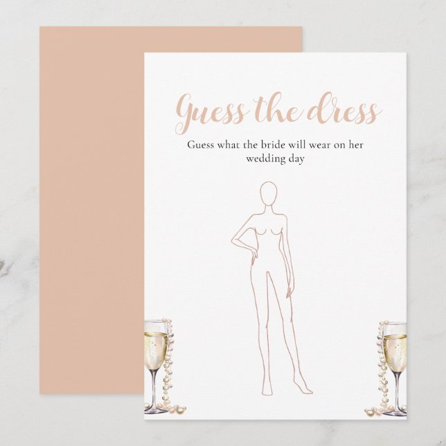 Pearls Prosecco Guess The Dress Bridal Shower Game Invitation (Front/Back)
