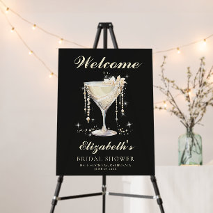 Pearls Prosecco Ivory Black Bridal Shower Welcome Foam Board