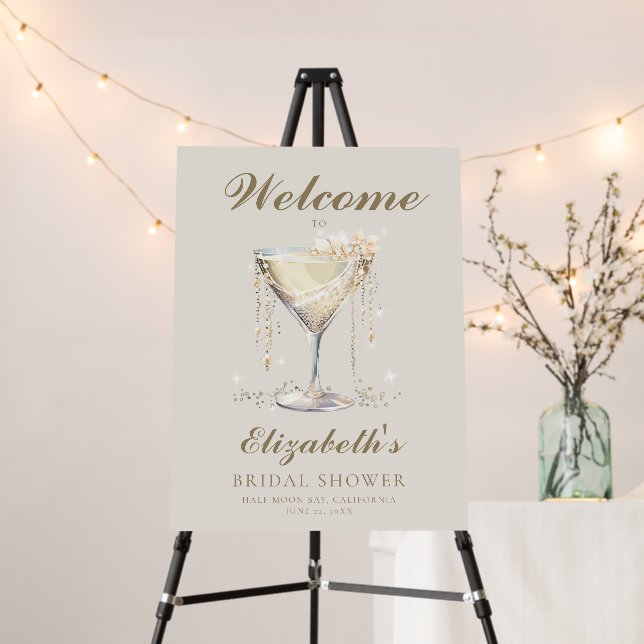 Pearls Prosecco Ivory Gold Bridal Shower Welcome Foam Board (In Situ (Stand))