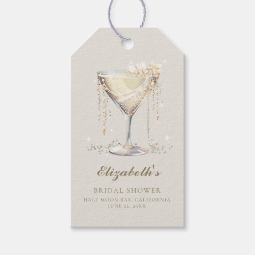 Pearls Prosecco Ivory Gold Cocktails Bridal Shower Gift Tags