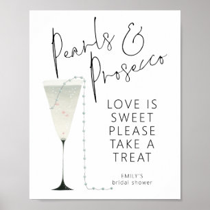 Pearls Prosecco Love Is Sweet Bridal Shower Poster