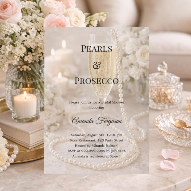 Pearls Prosecco luxury Bridal Shower Invitation (Creator Uploaded)