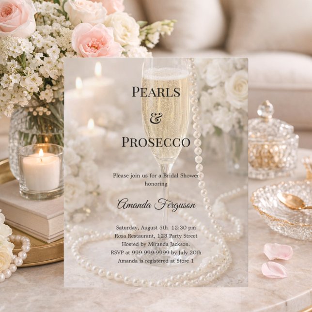 Pearls Prosecco luxury Bridal Shower invitation (Creator Uploaded)