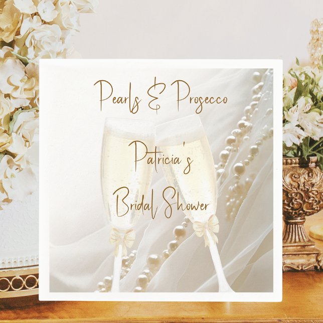 Pearls & Prosecco Modern Elegant Bridal Shower Napkins (Creator Uploaded)