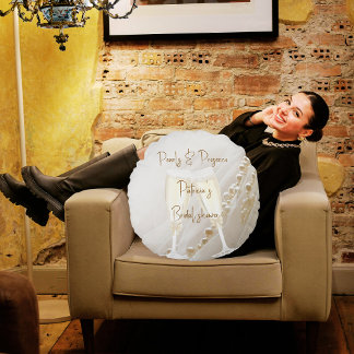 Pearls & Prosecco Modern Elegant Bridal Shower Round Pillow