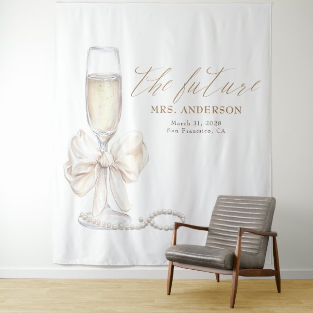Pearls & Prosecco Mrs Photo Prop Backdrop (In Situ)
