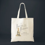 Pearls Prosecco Name Thanks for being Bridesmaid  Tote Bag<br><div class="desc">Modern Script Pearls Prosecco Thanks for being Bridesmaid. Handy for your team bride at your bachelorette party or bridal shower, as a gift bag and the perfect keepsake. The text for Pearls & Prosecco and Bridesmaid is in an elegant set script and easily personalise the rest of the text including...</div>
