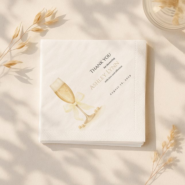 Pearls & Prosecco Napkins | Neutral Bridal Shower  (Creator Uploaded)