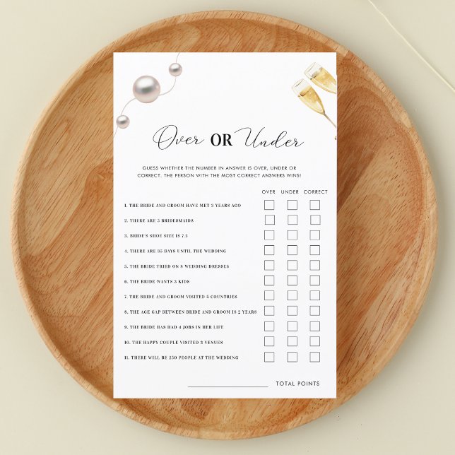 Pearls Prosecco Over or Under Bridal Shower Game (Creator Uploaded)