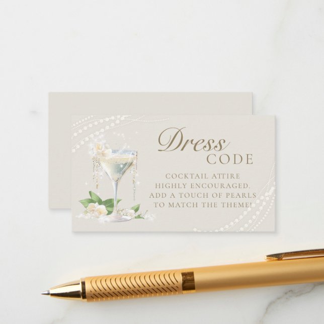 Pearls Prosecco Petals Ivory Elegant Bridal Shower Enclosure Card (Front/Back In Situ)