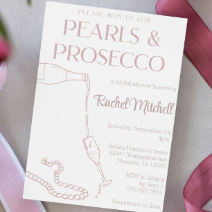 Pearls & Prosecco Pink Bridal / Lingerie Shower Invitation