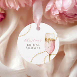 Pearls & Prosecco Pink Gold Bridal Shower Favor Tags