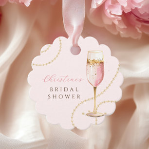 Pearls Prosecco Pink Gold Bridal Shower Favor Tags