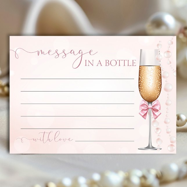 Pearls & Prosecco Pink Message in a Bottle Card (Creator Uploaded)
