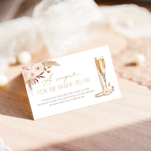 Pearls  Prosecco Recipe for the Bride_to_be Enclosure Card