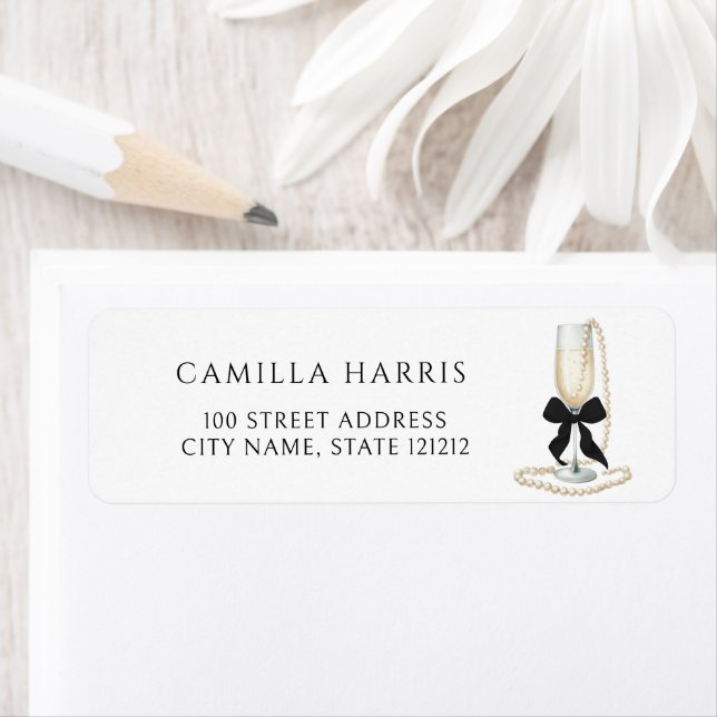 Pearls & Prosecco Return Address Label (Insitu)