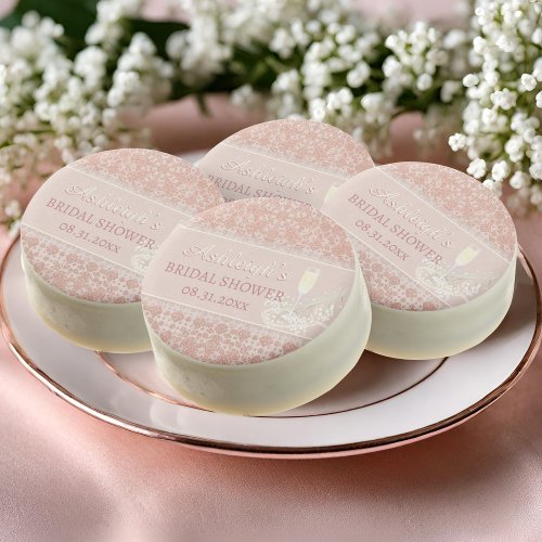 Pearls  Prosecco Rose Gold  Blush Bridal Shower Chocolate Covered Oreo